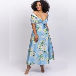 Floral Blue Theia Dress size 10
